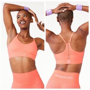 🔸️NWT Love & Sports Peach Seamless Vneck Sports Bra Small